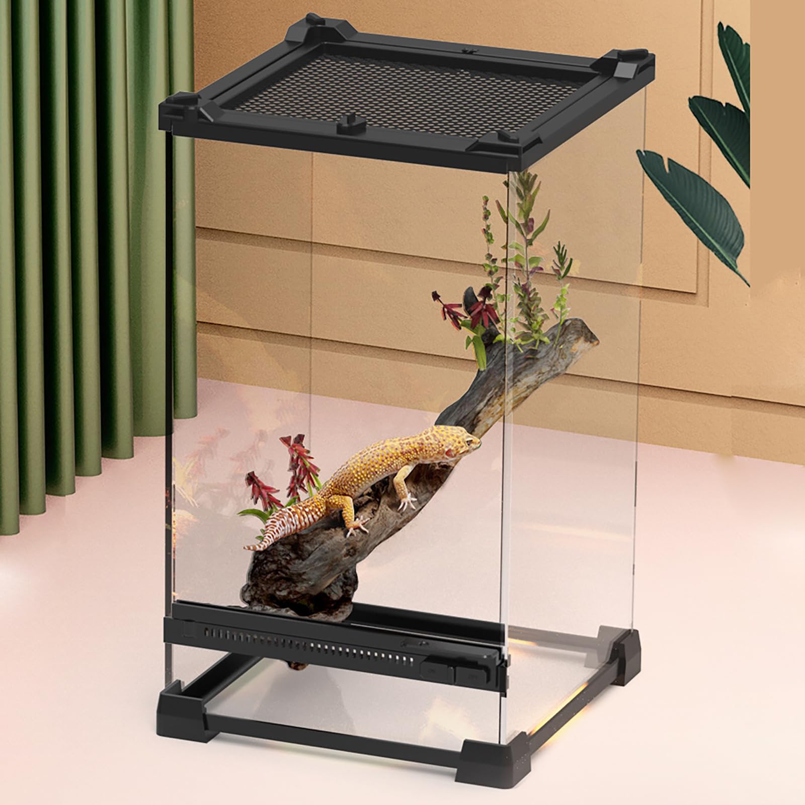Terrario per rettili, Paludario, Teca per serpenti, Tartarughiera, Scatola di alimentazione rettile, piccolo acquario, trasparente, adatto per barba, ragno, lucertola(vetro-20 * 20 * 30cm)