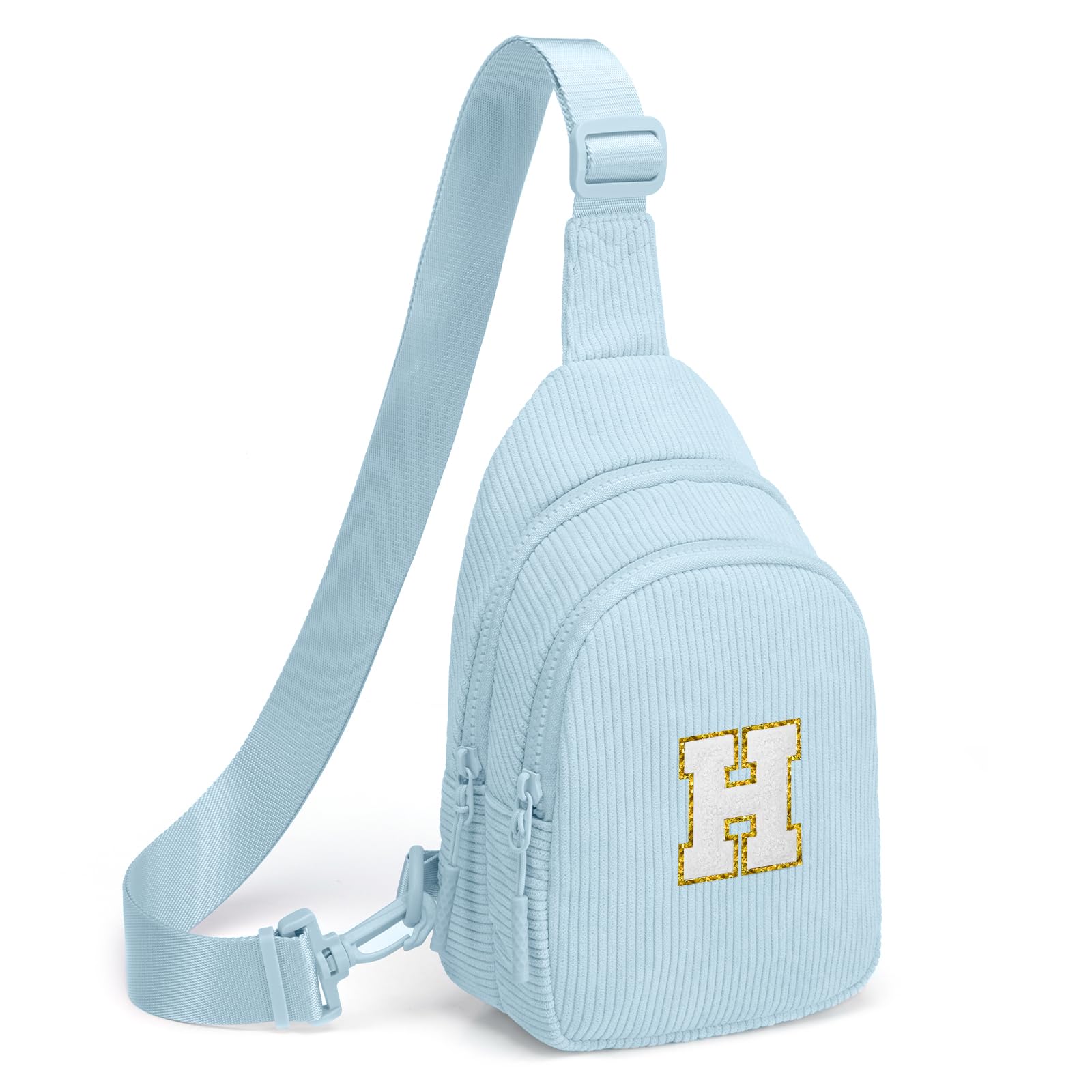 Viverte Small Corduroy Sling Bag Initial Crossbody Bag Fanny Pack for Girls Personalized Birthday Gifts for Teen Girls Gifts