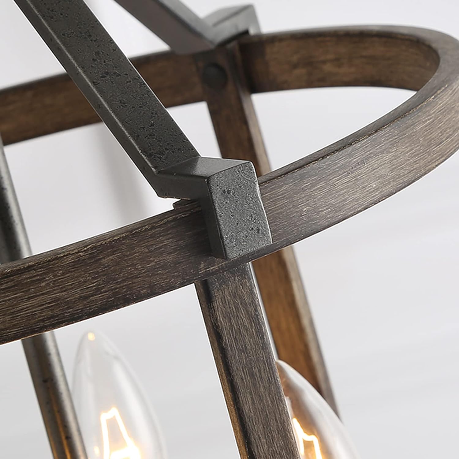 LNC Farmhouse Chandeliers for Dining Rooms with Faux Wood Finish, W13"xH17.1