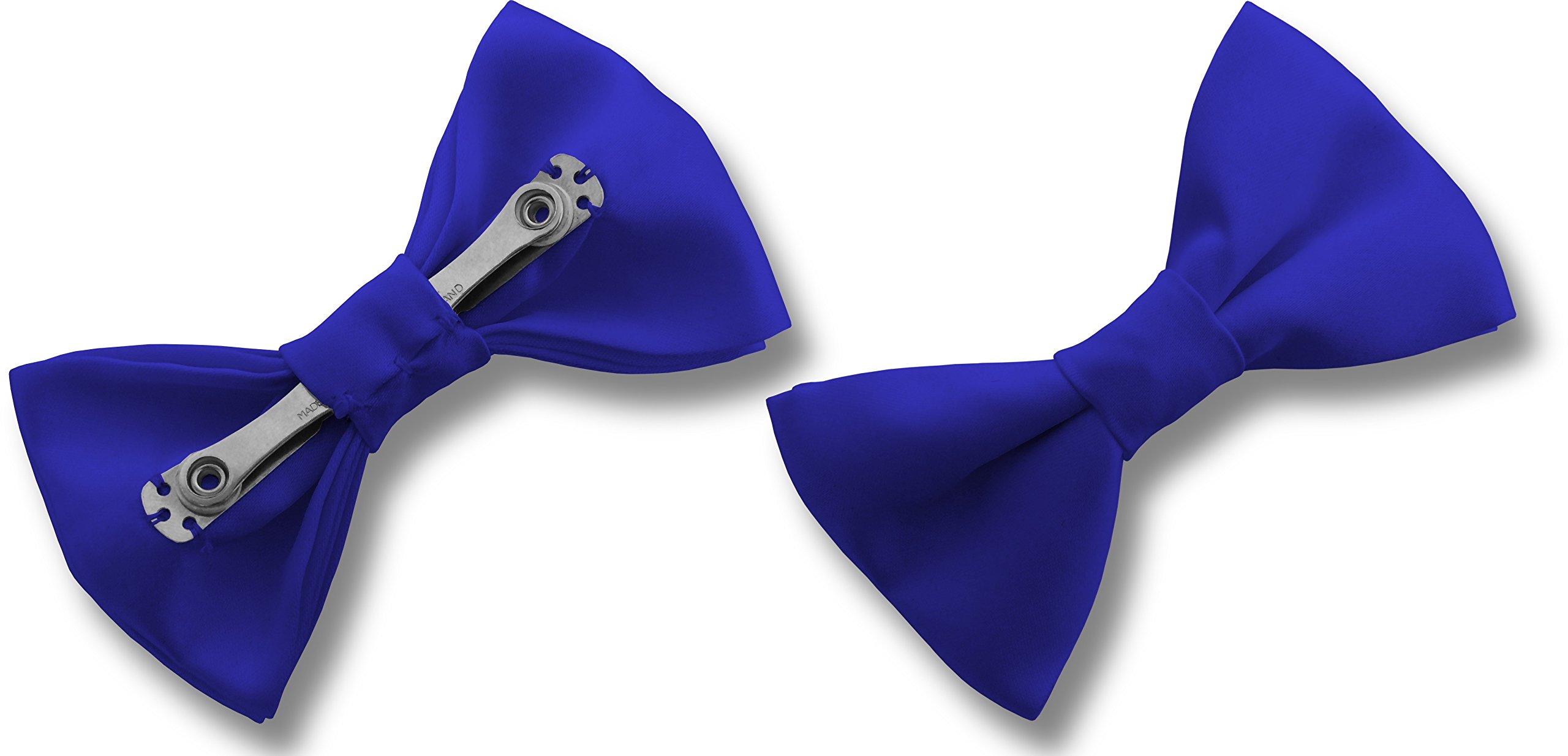 Great British Tie Club Men's Satin CLIP ON Bow Ties (Royal Blue)