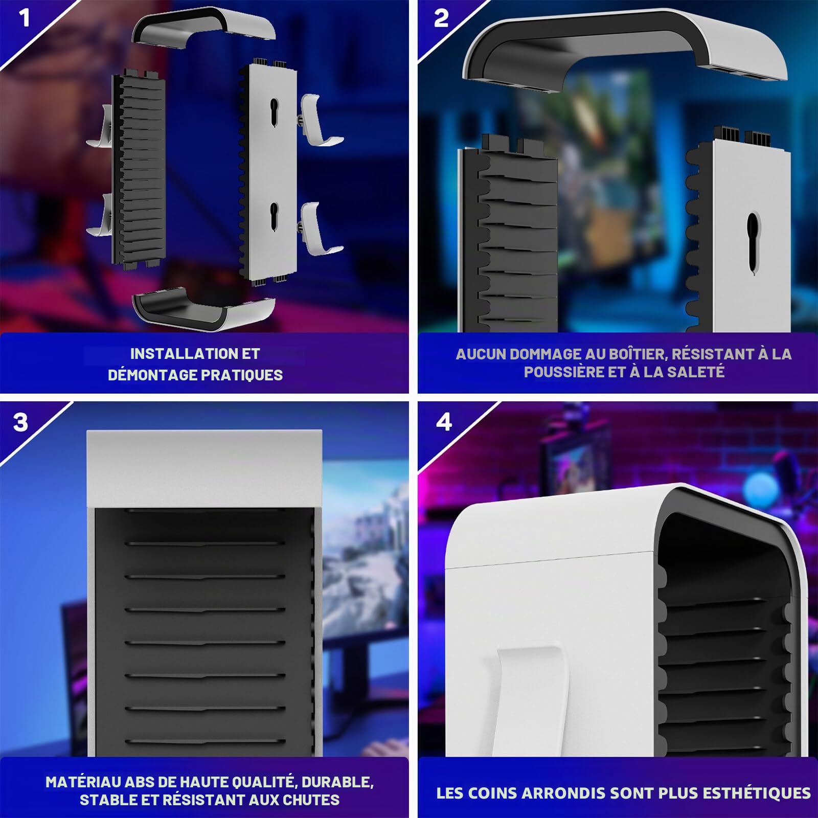 Support de Jeu Universel, Tour de Rangement de Jeux Stocke 18 Jeux Support de Disque de Jeu, Tour de Rangement de Jeux avec Support de Manette pour PS5 PS4 Xbox Nintendo Switch