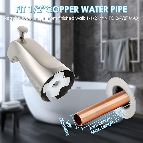 Miniatura 3 de Enhon Boquilla desviadora deslizante compatible con Kohler GP85556, boquilla de repuesto para grifo de bañera de baño para tubo de agua de cobre de