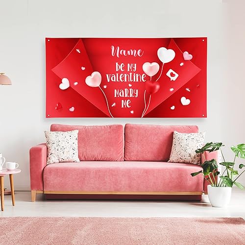 Miniatura 137 de Cartel de fondo personalizado para el día de San Valentín, decoración de San Valentín, letrero de vinilo con texto en inglés "Be My Valentine