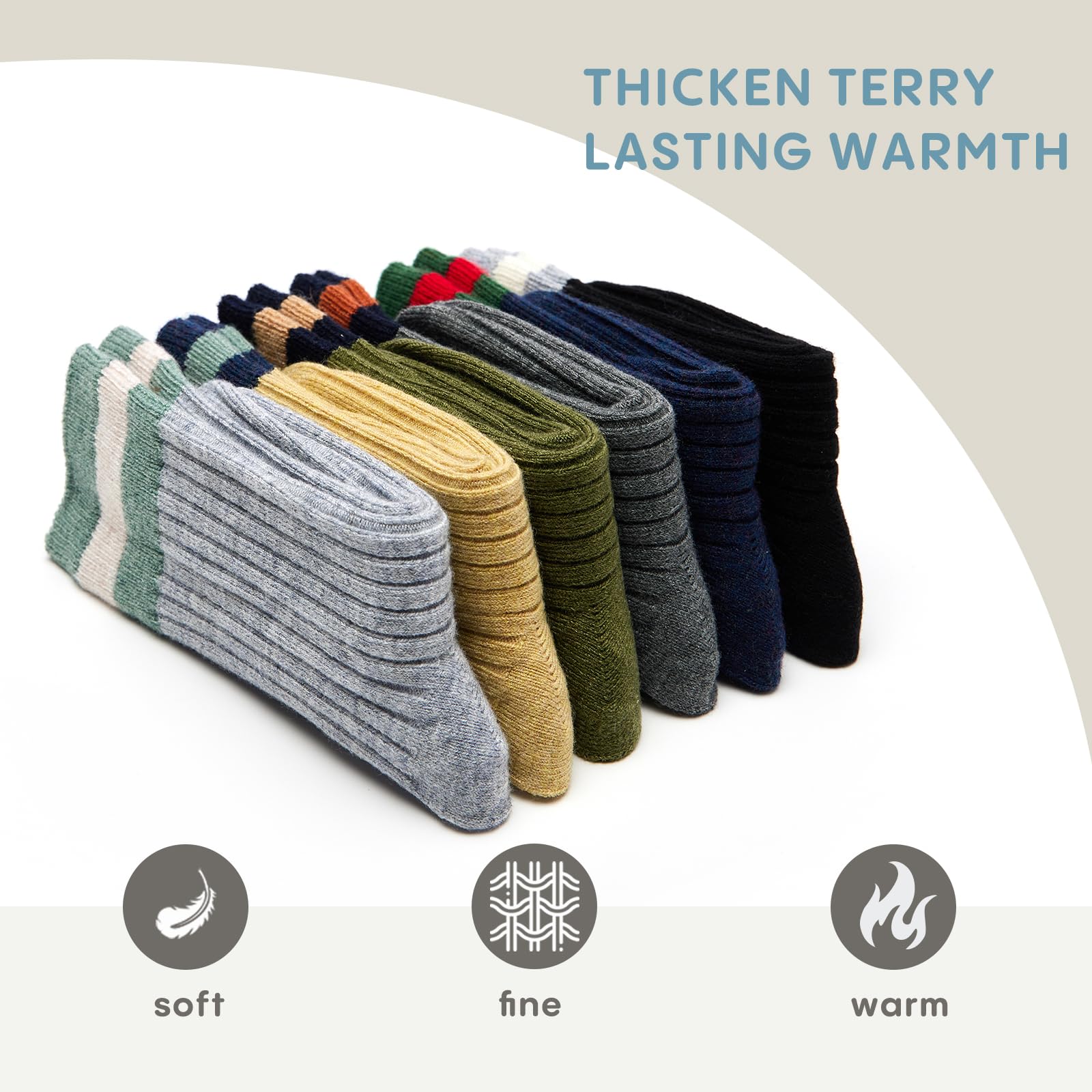 Calcetines de lana para niños, calcetines cálidos de invierno para niños, calcetines térmicos gruesos para niños, paquete de 6