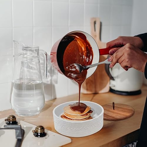 Miniatura 7 de Auténtico calentador de tortillas de madera y cerámica, soporte para tortillas, calentador de panqueques, soporte para tortillas con tapa,