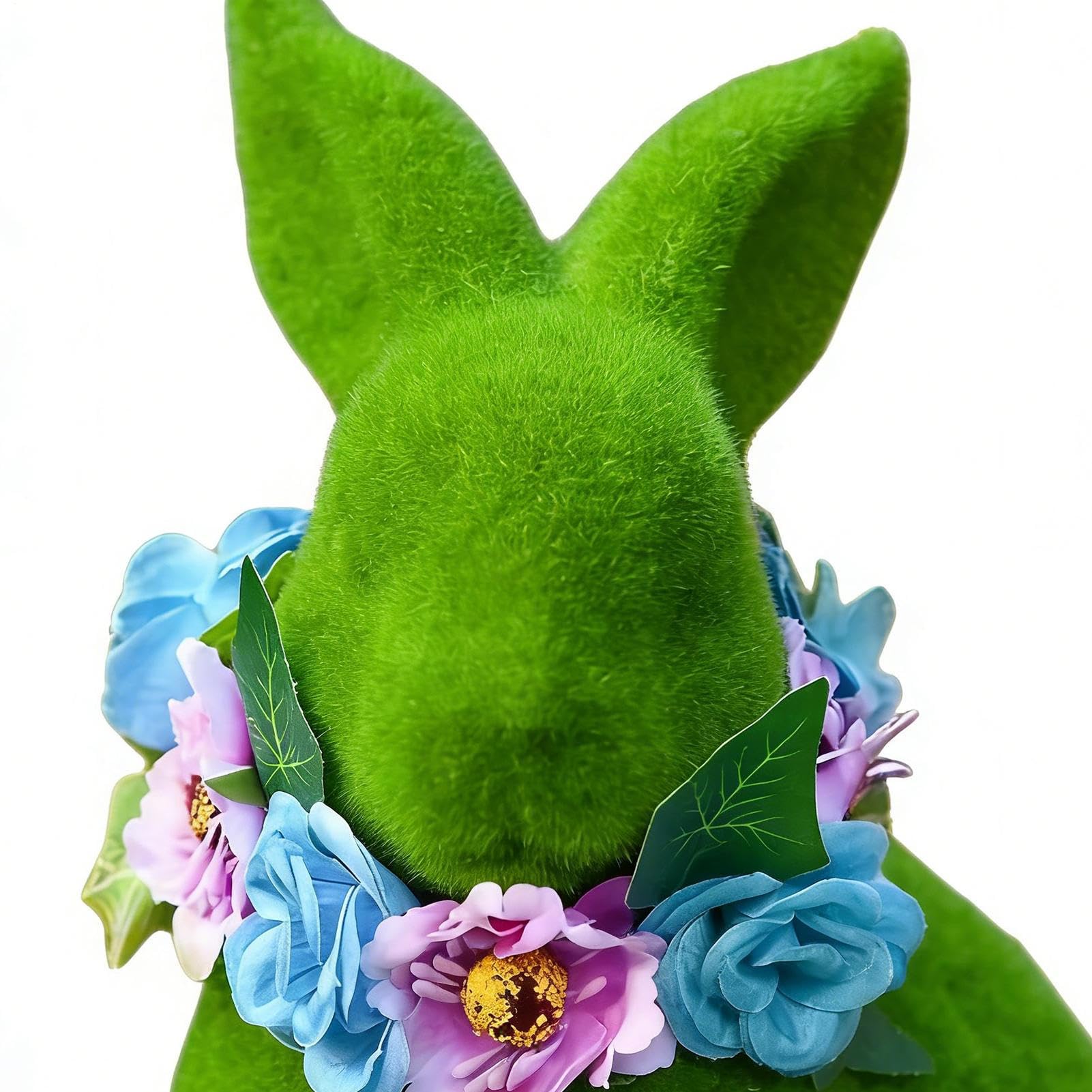 Statua da Giardino a Forma di Coniglio con Ghirlanda di Fiori in Resina | Posavasos para Hacer Cócteles Portátil per Prato Ingresso Tavolo Angolo Interno Ufficio Scrivania
