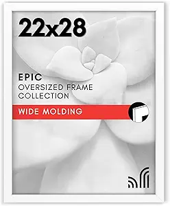 Americanflat 22x28 Poster Frame with Polished Plexiglass - White Picture Frame - Wide Photo Frames Made of Engineered Wood for Vertical or Horizontal Wall Display - Epic Collection - White