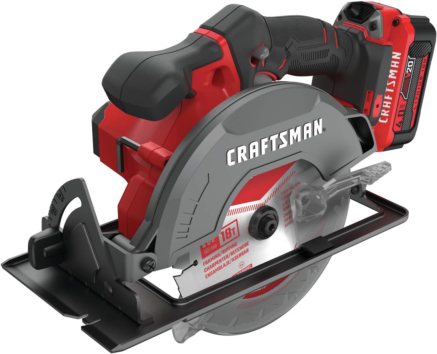 CRAFTSMAN V20 Cordless Circular Saw Kit, 6-1/2 inch, Battery and Charger Included (CMCS500M1) - Image 7