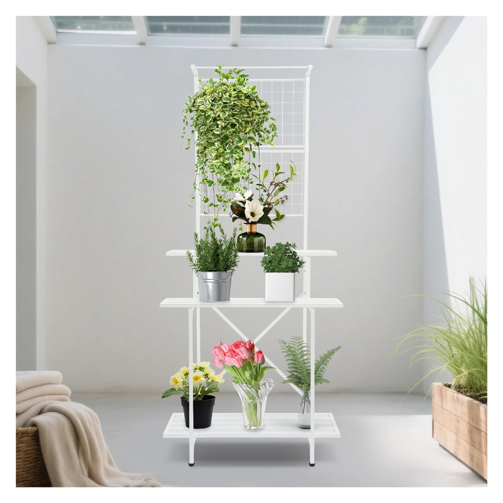 IOPKLYTF Plant Stand Multi-Tier Plant Stand 90x46x200cm Hanging