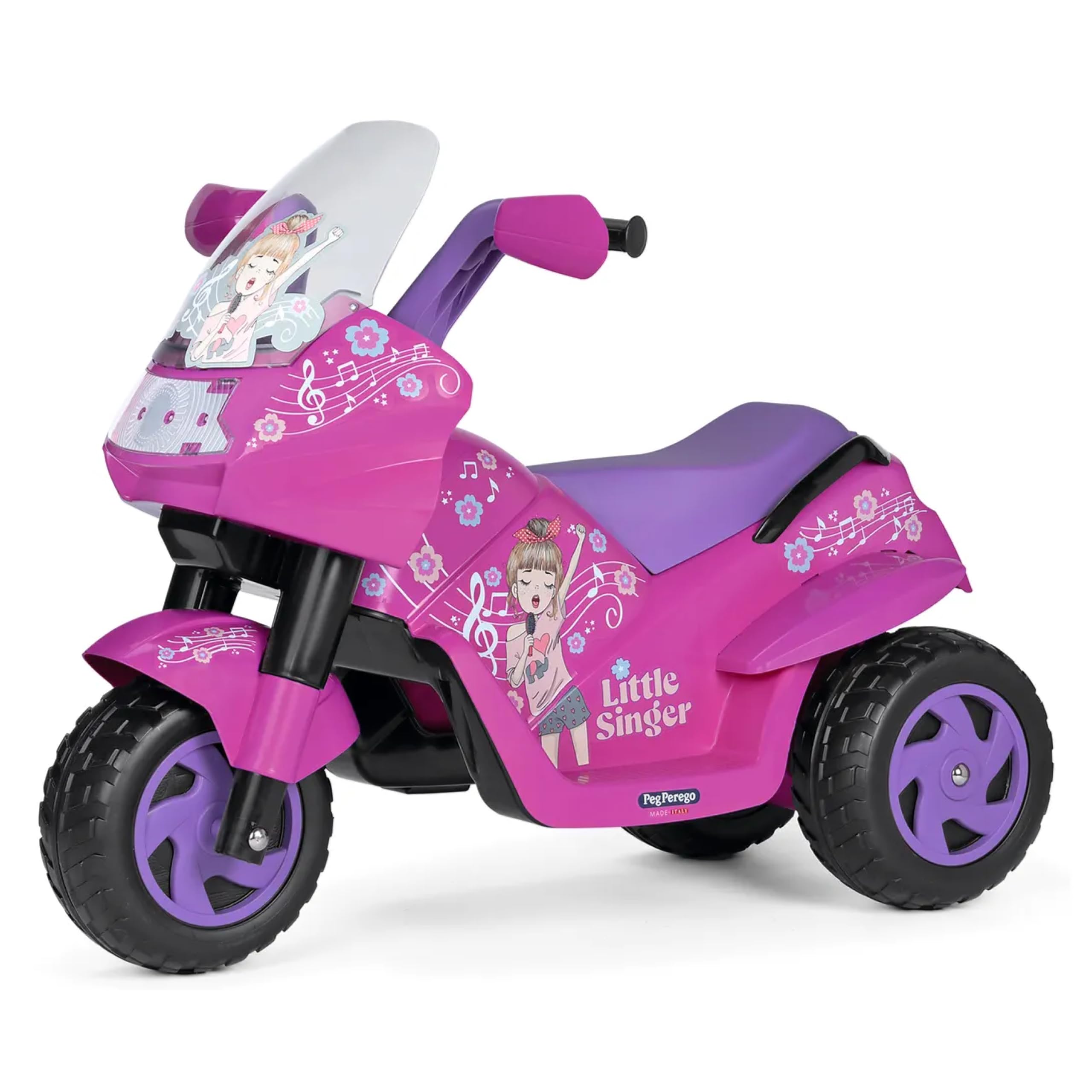 PEG Little Singer, la Moto électrique pour Enfants, Digne d’Une Super Star ! avec lumières et Sons, à partir de 2 Ans, 6V.