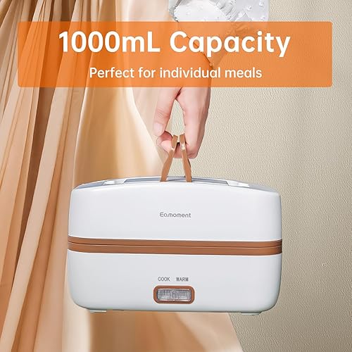 Miniatura 2 de Fiambrera eléctrica marrón, calentador de alimentos de 270 W, acero inoxidable 304, capacidad estándar de 33.8 fl oz, calefaccióncocinamantiene el