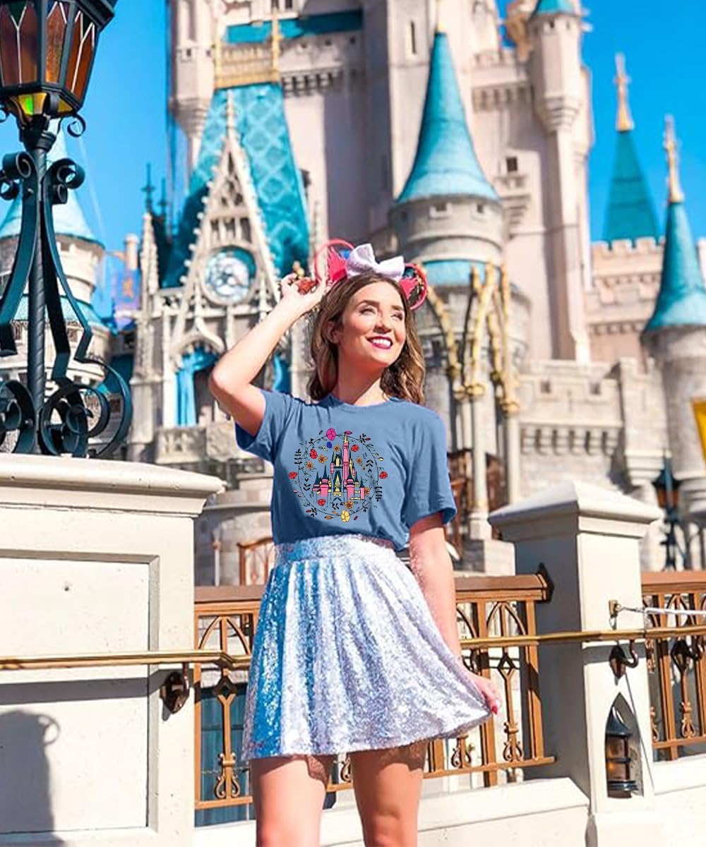 Magic Castle Shirt for Women Cute Kingdom Graphic Tshirt Casual Holiday Vacation Short Sleeve Tee Tops - Image 6