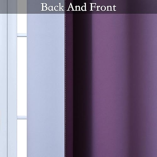 Miniatura 3 de SimpleHome Cortinas para bloqueo de luz con aislamiento térmico y ojales, para oscurecer la habitación, 2 paneles, 52 x 84 pulgadas de largo,