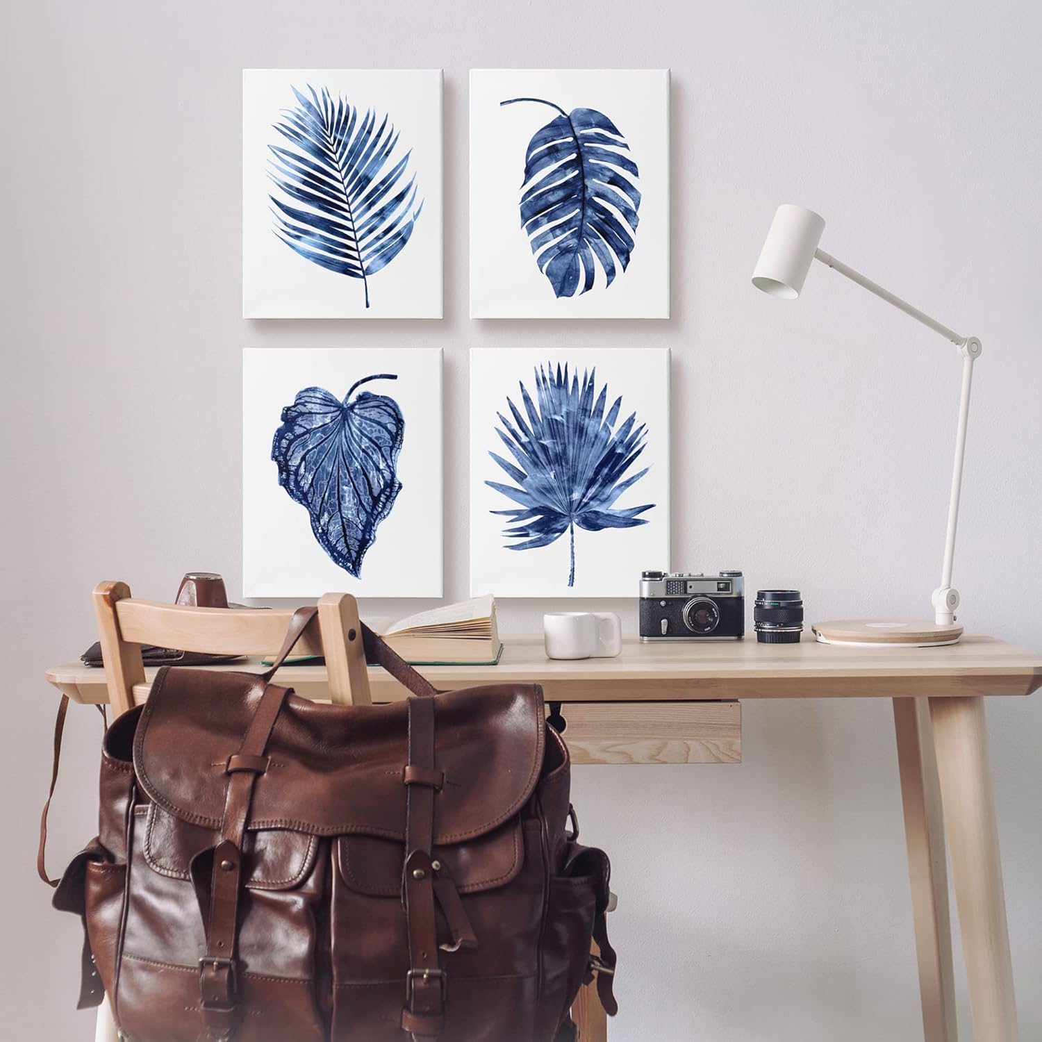 Stupell Industries Varied Blue Leaves Simple Botanical Plant Shapes 4pc set Canvas Wall Art, Design by Melonie Miller