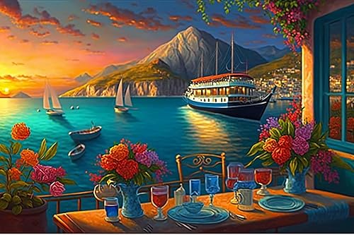 Miniatura 8 de Rompecabezas de 1000 piezas de tren de vapor del valle, paisaje de la corriente del bosque, rompecabezas de madera para adultos y niños,