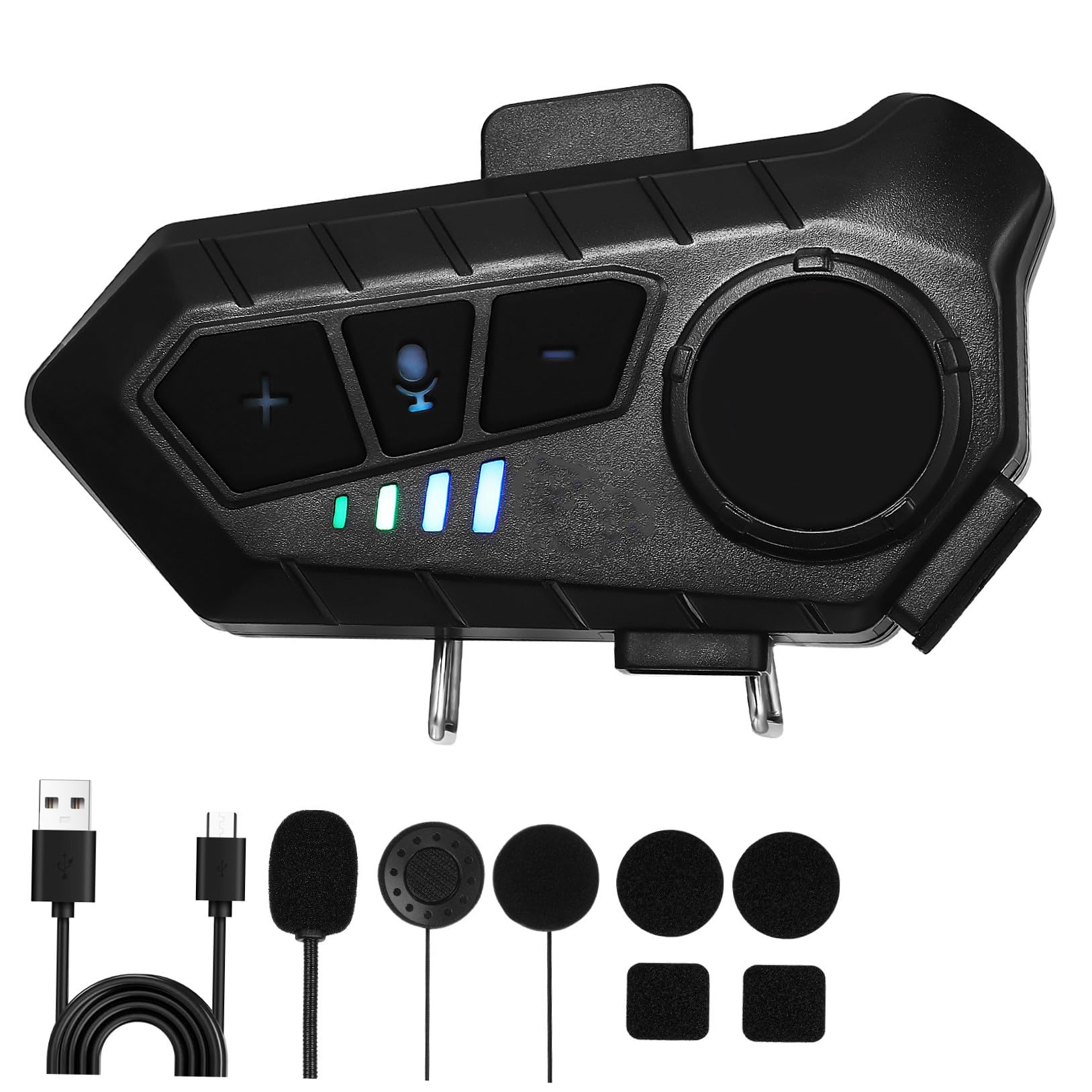 Cabilock Auricolare Wireless per Casco Moto, Batteria 1000mah, Nero