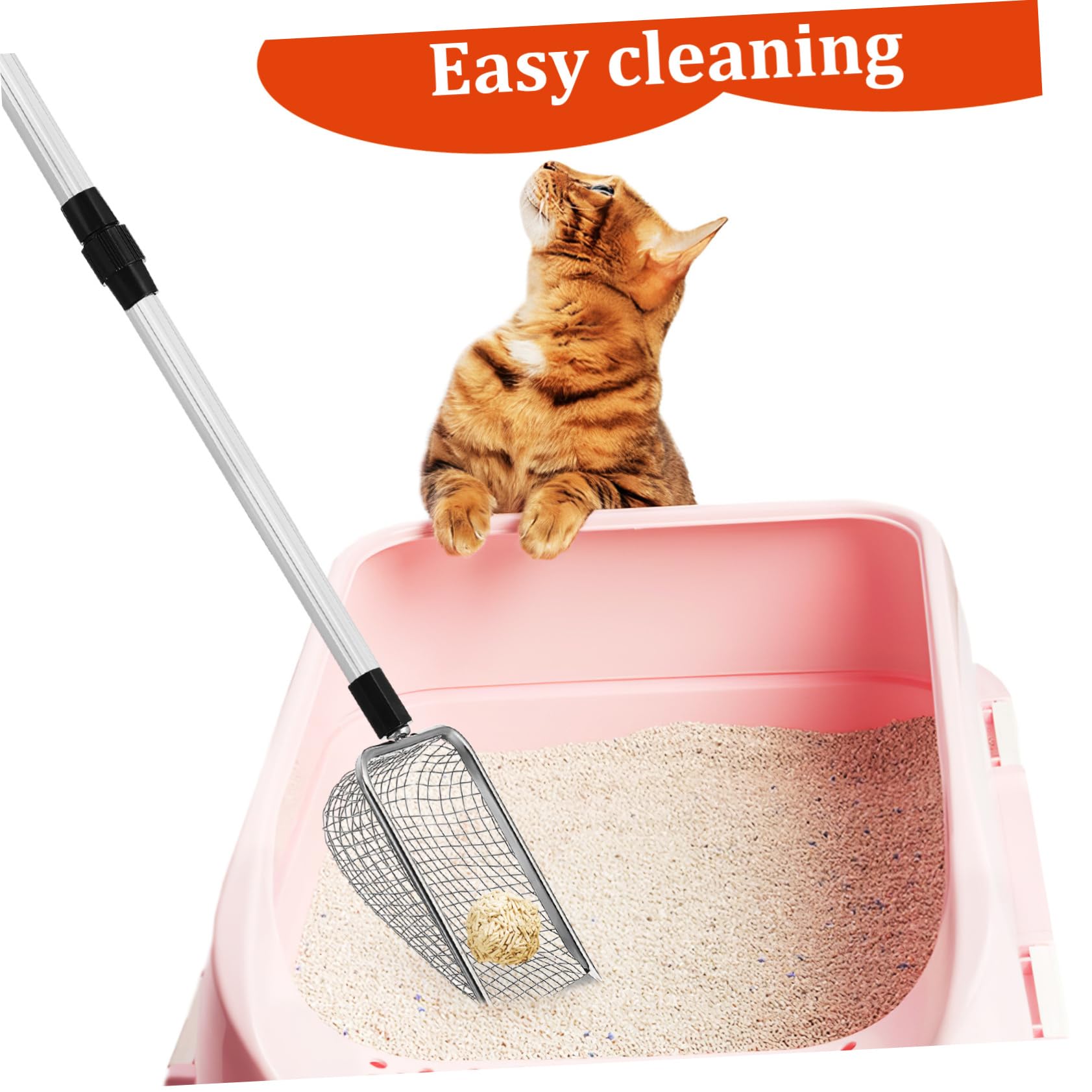 TOYANDONA 2 pièces Pelle à Litière avec Manche et Maille Dense pour Nettoyage de Bac à Litière de Chat Outil de Ramassage Confortable et Pratique