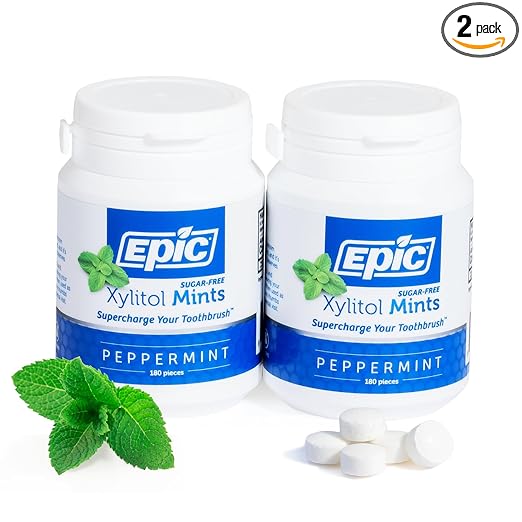 Epic 100% Xylitol Mints - Aspartame Free, Sugar Free - Peppermint Flavored Mints, 180 Pieces (Pack of 2)
