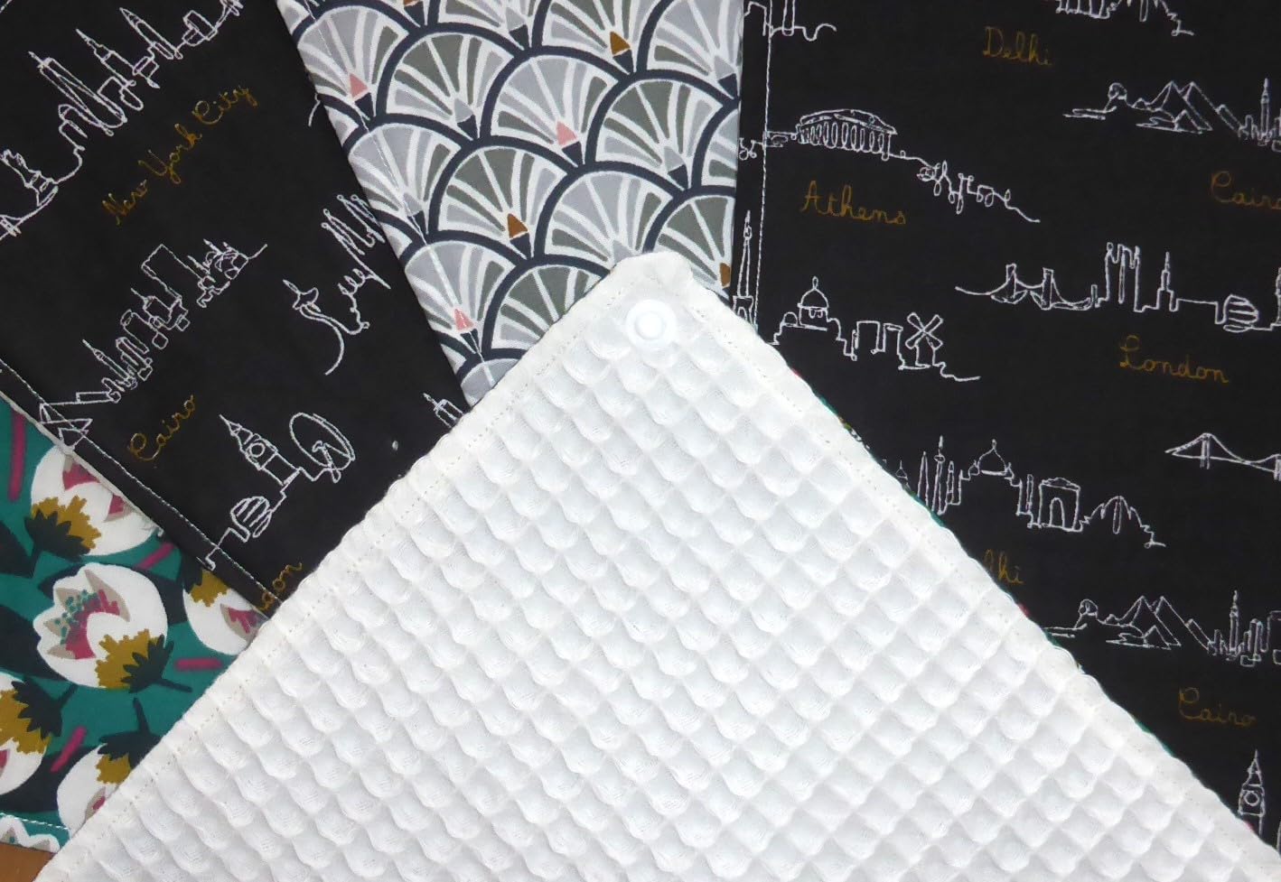Rouleau de 5 feuilles d’essuie-tout lavable réutilisable – Handmade - zéro déchet (C vert noir)