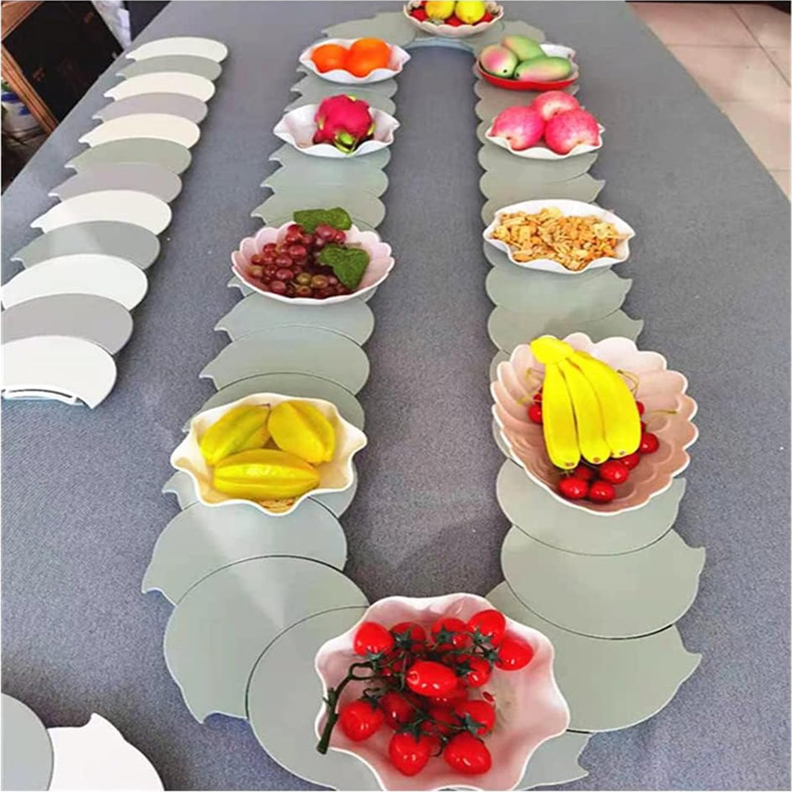 Rotating Party Turntable Dining Table - 360° Manual Swivel Adjustable Serving Train for Food, Catering & Parties