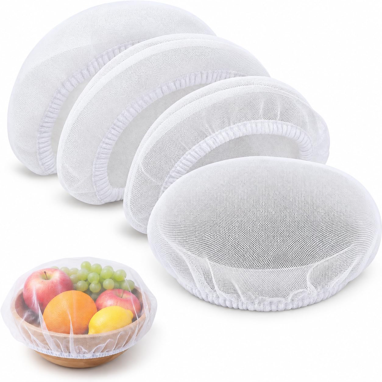 4PCS Mesh Food Cover, Reusable Fly Protection Net with Elastic Edge 20-30cm