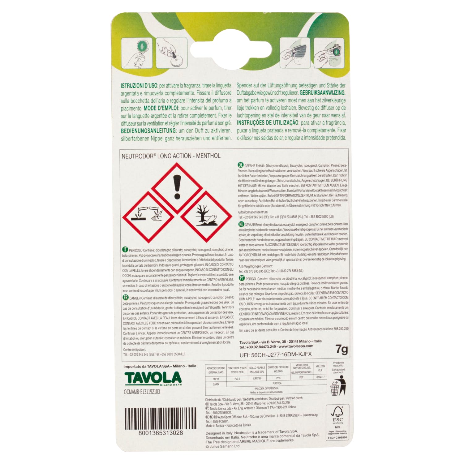 TAVOLA Tabela 131302 Belair Sensation Antiobacco Perfumy samochodowe