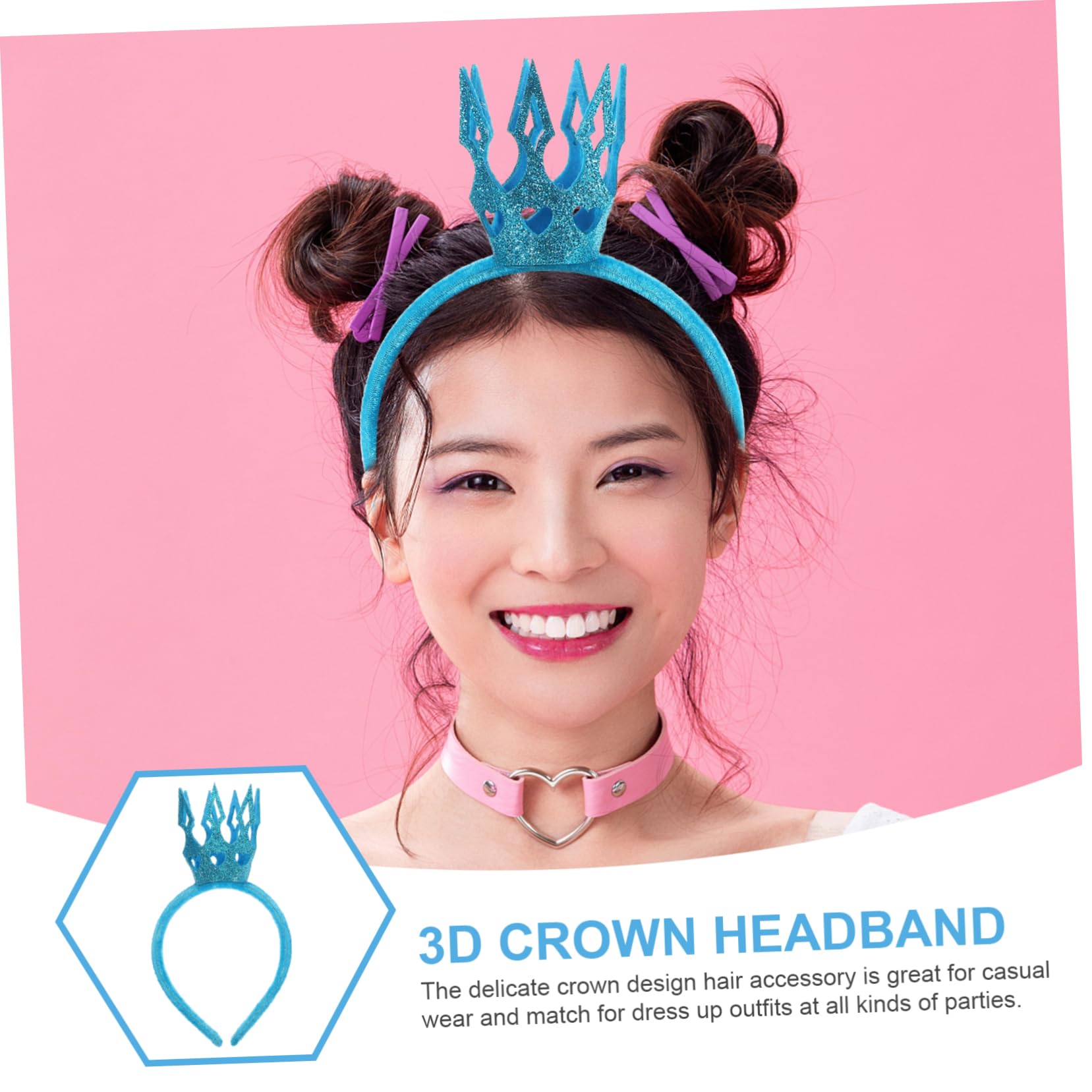 Couronne Décorative Bleu, 1 Pièce, Accessoire Léger pour Fête et Cosplay