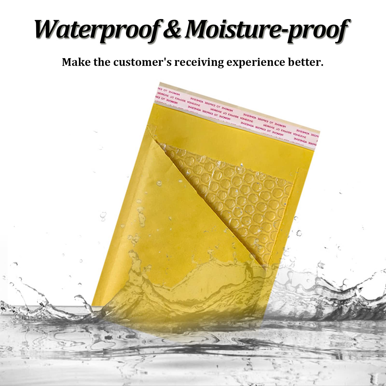 FCLMHD Kraft Bubble Mailers 6 x 25 cm, 100 szt. żółtych wyściełanych kopert, pakiety pocztowe dla małych firm, samouszczelniające, odporne na rozdarcie, butikowe torby wysyłkowe na biżuterię, artykuły