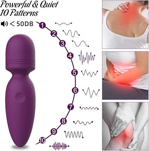 Miniatura 4 de Mini masajeador manual de espalda, regalos para mujeres, pequeño masajeador de mano inalámbrico con 10 modos, masajeador personal de mano para