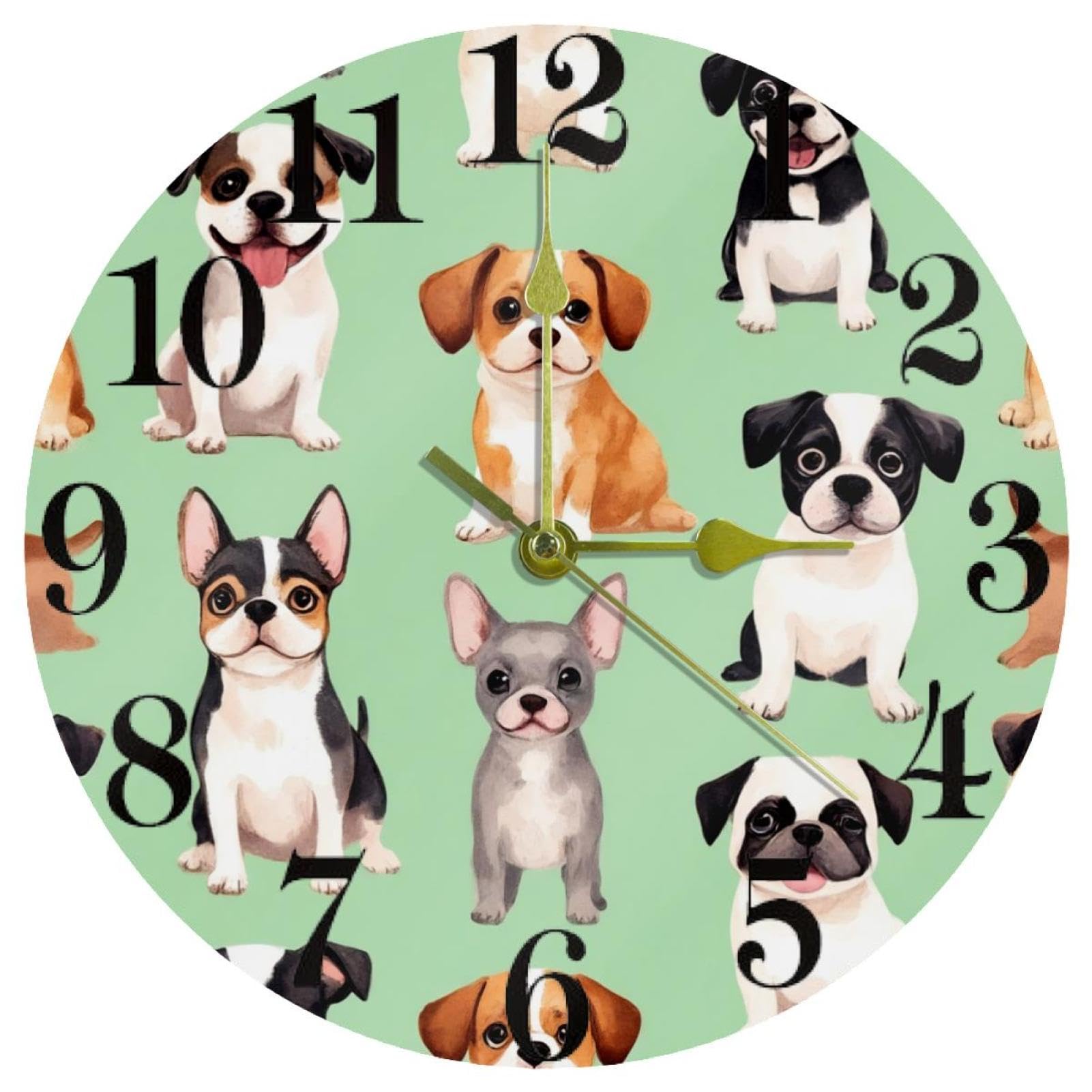 Horloge ronde Jack Russell Terrier pendule murale quartz silencieuse sans tic-tac maison école