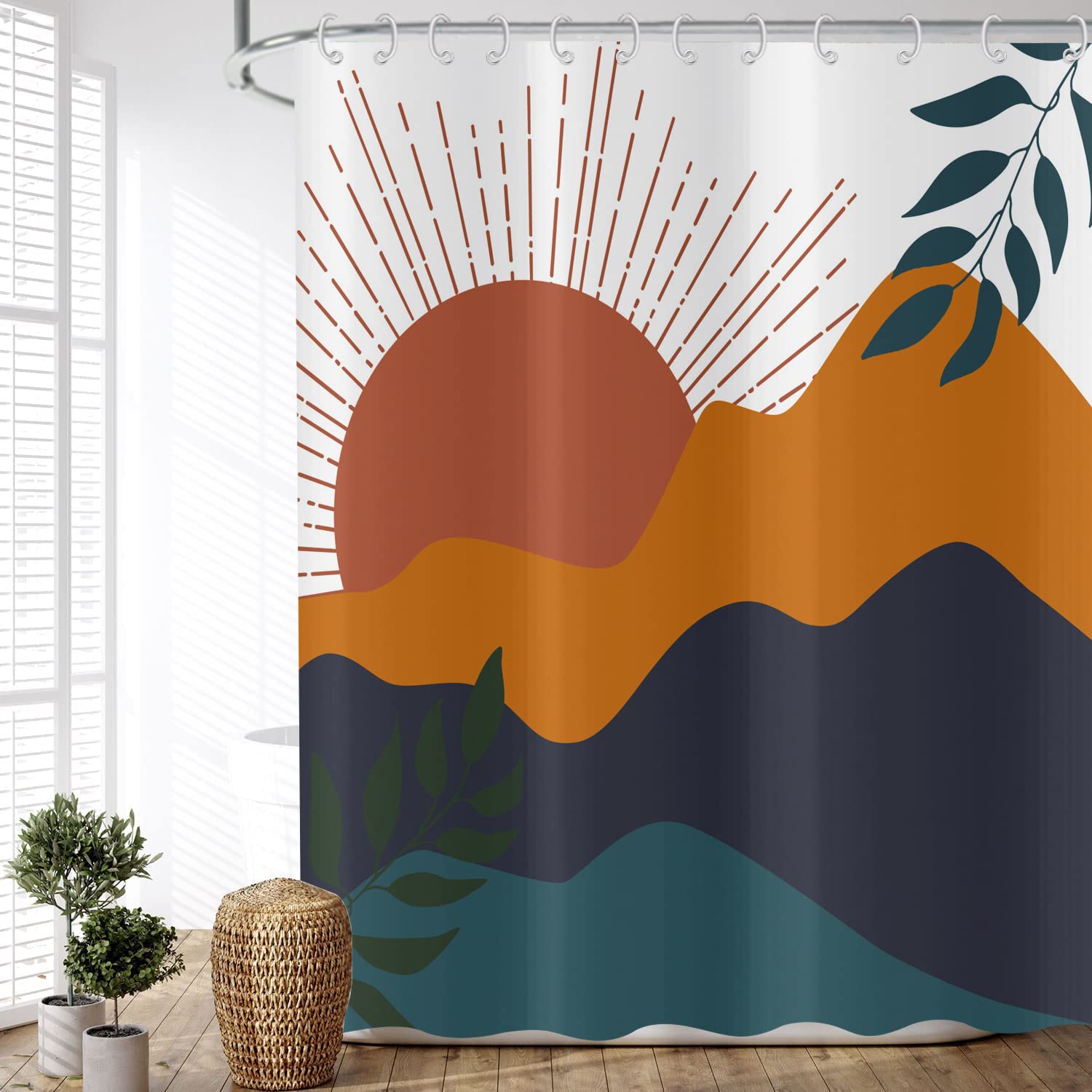 ASDCXZ Boho Style Shower Curtain 240x180 cm, Modern Abstract Art Boho Girl Body Line Bath Washable Shower Curtains Polyester Textile Waterproof Shower Curtain for Bathtub with 12 Hooks โ image 1
