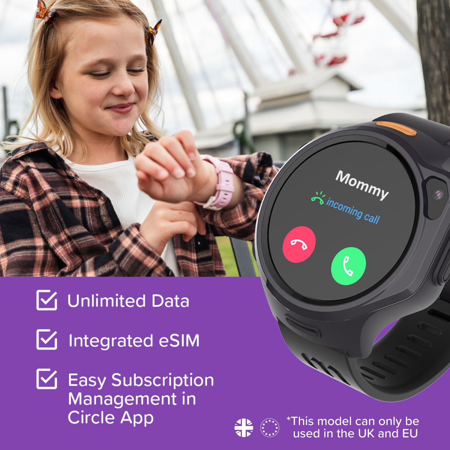 myFirst Fone R2 - Smartwatch pour Enfants (EU) avec eSIM, AMOLED, Appareil Photo Grand Angle 5 MP, GPS et contrôle Parental, avec Connexion Circulaire, à partir de 5 Ans (Barbe à Papier)