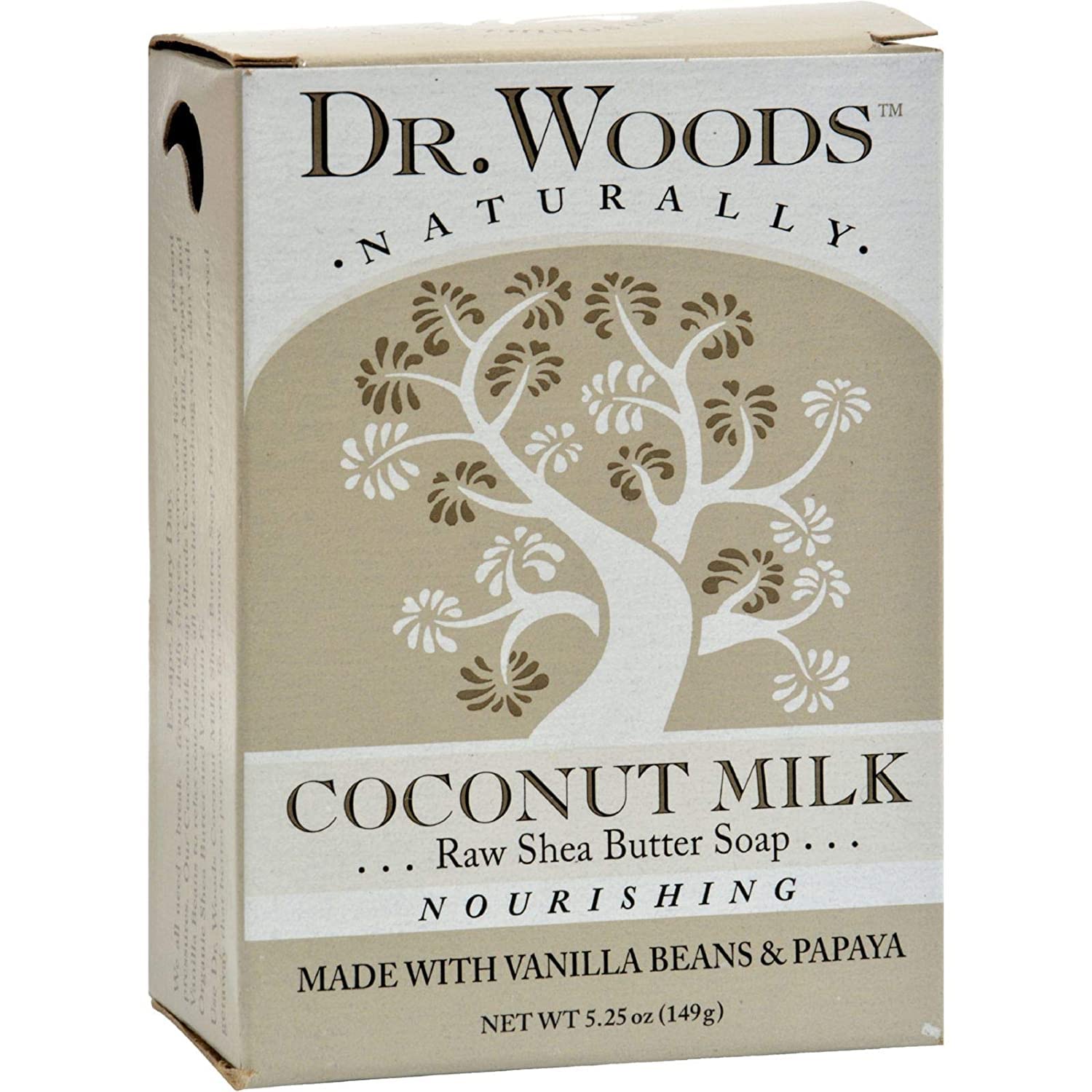 Dr. Woods Nourishing Coconut Milk Bar Soap with Vanilla Beans, Papaya, and Organic Shea Butter, 5.25 oz (Pack of 3)