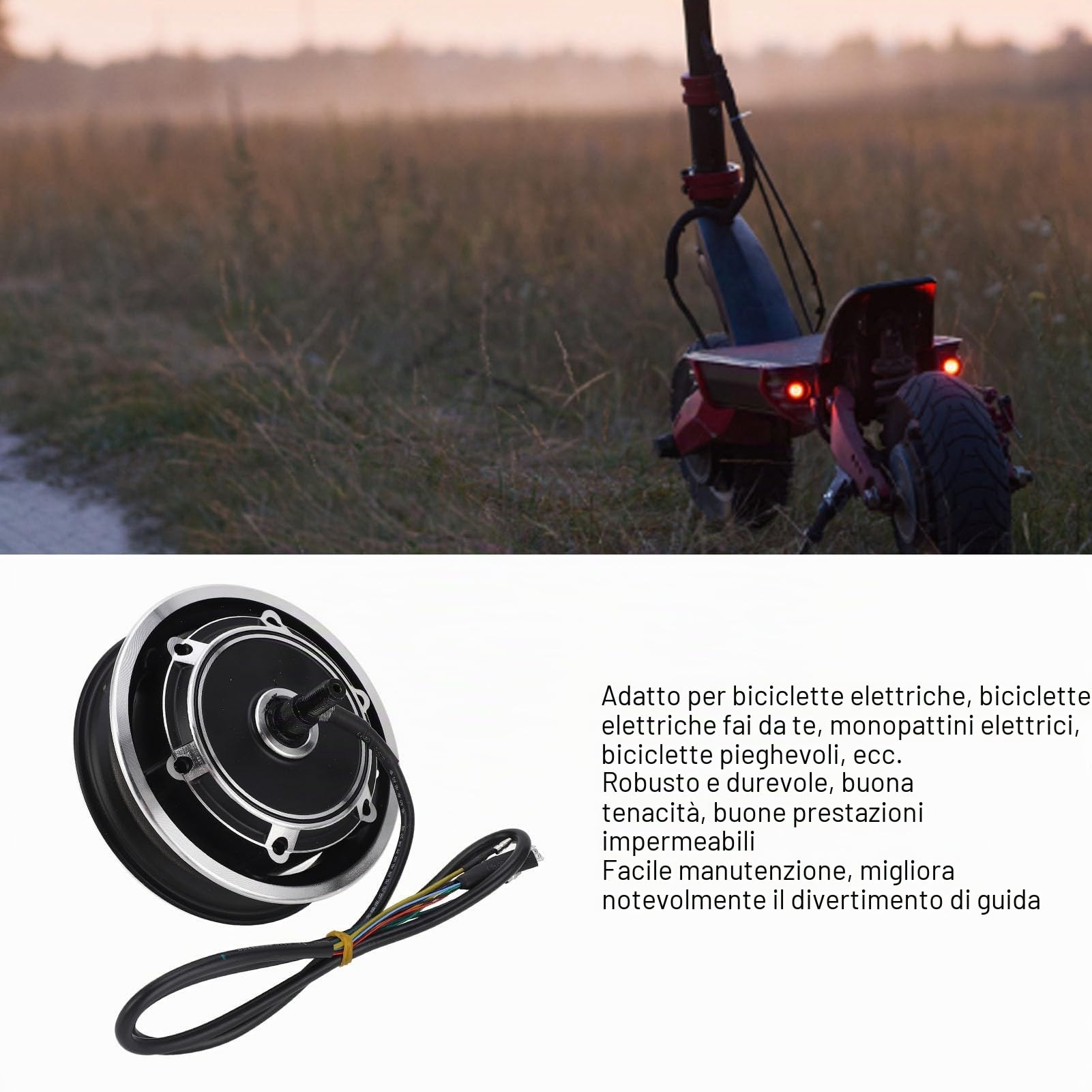 Motore del per Scooter Elettrico 48V 1000W per Pneumatico Esterno da 10 Pollici Ruota in Lega di Alluminio Funzionamento Silenzioso Alta Efficienza Durevole