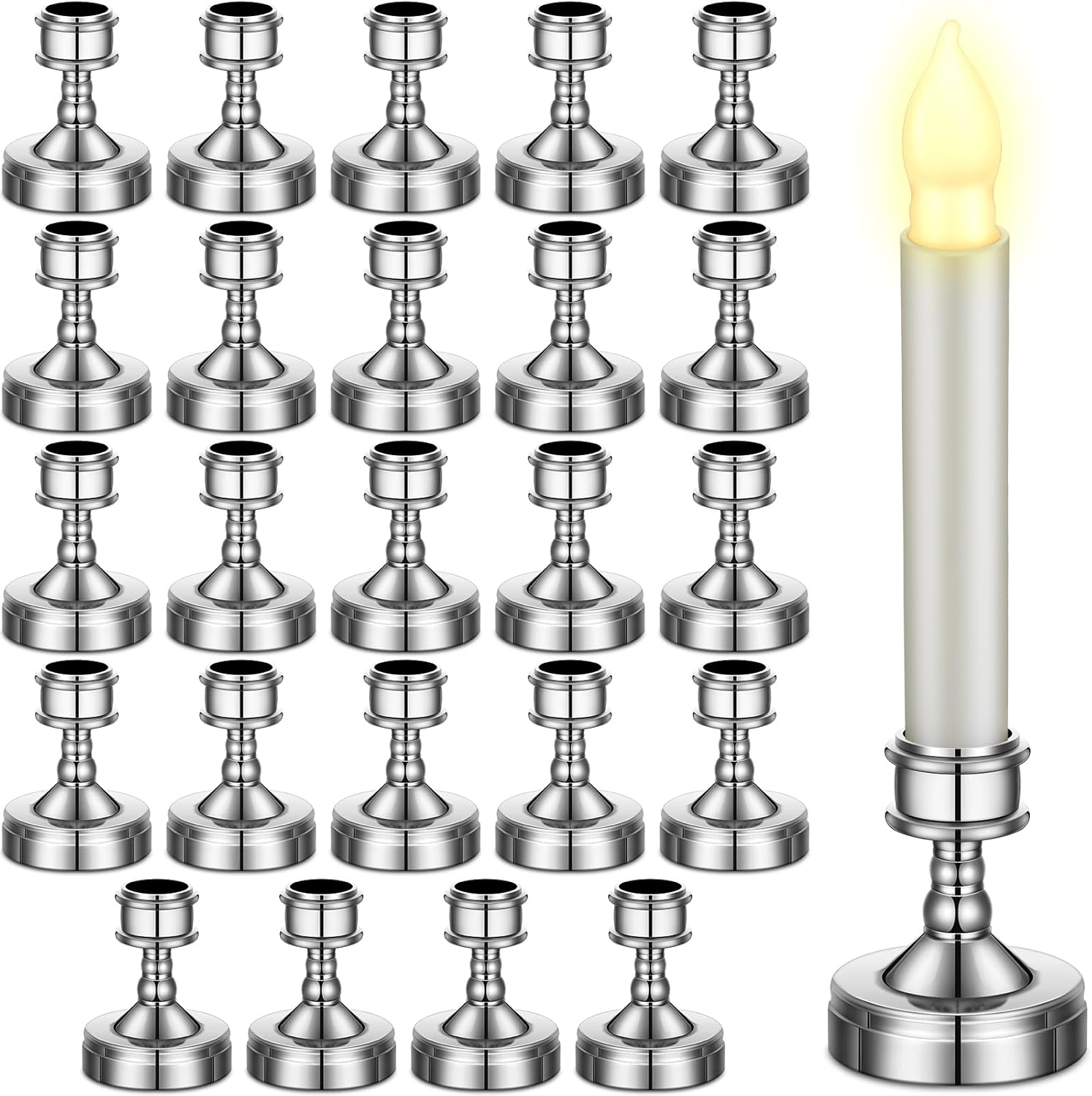 24 Pcs Remerry Christmas Taper Candle Holders Bulk Candle