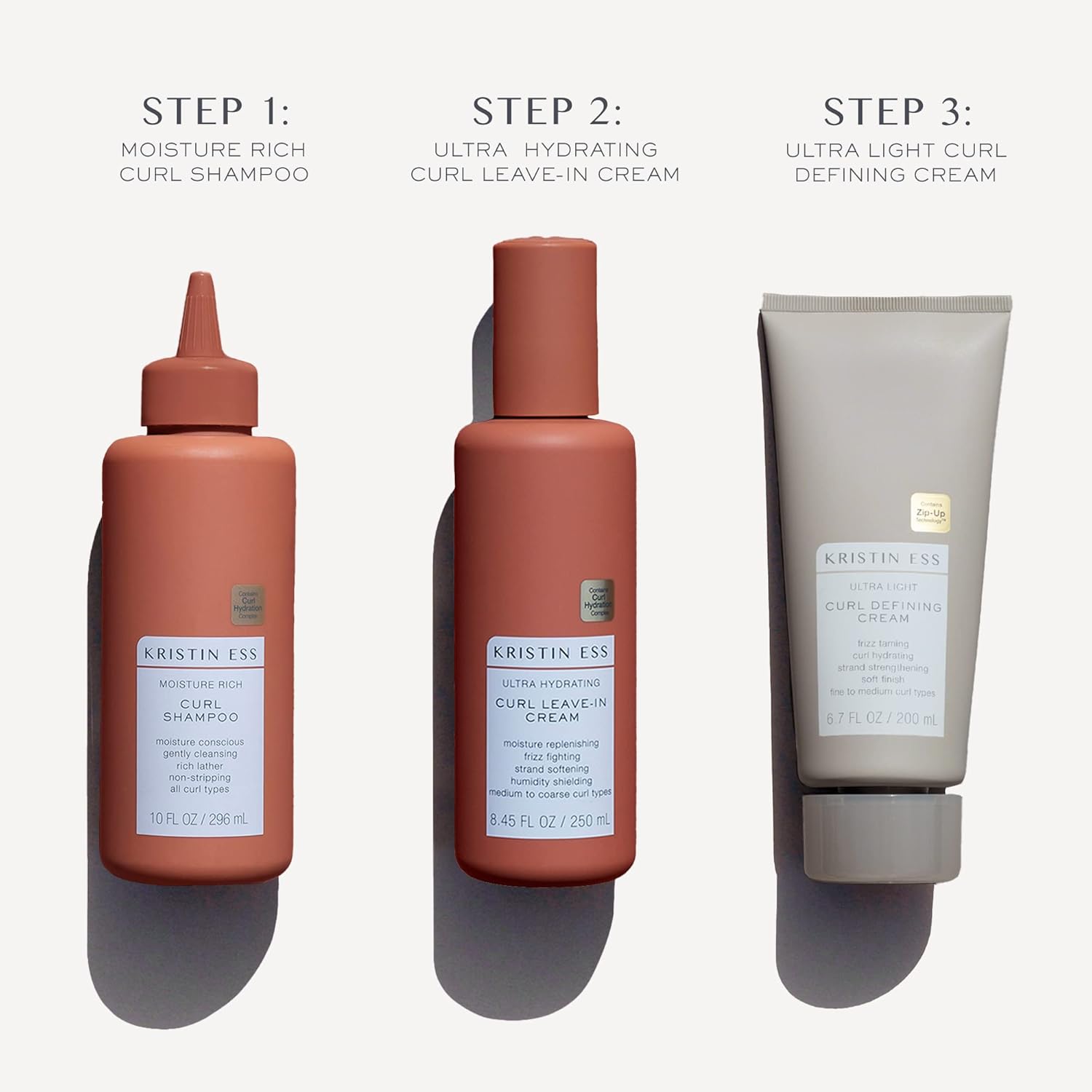 Kristin Ess Bouncy Curls Curly Hair Care Set - Moisturizing Shampoo, Hydrating Leave In Conditioner, Ultra Light Curl Defining Cream for Anti Frizz 2A-4C Curls - Image 3