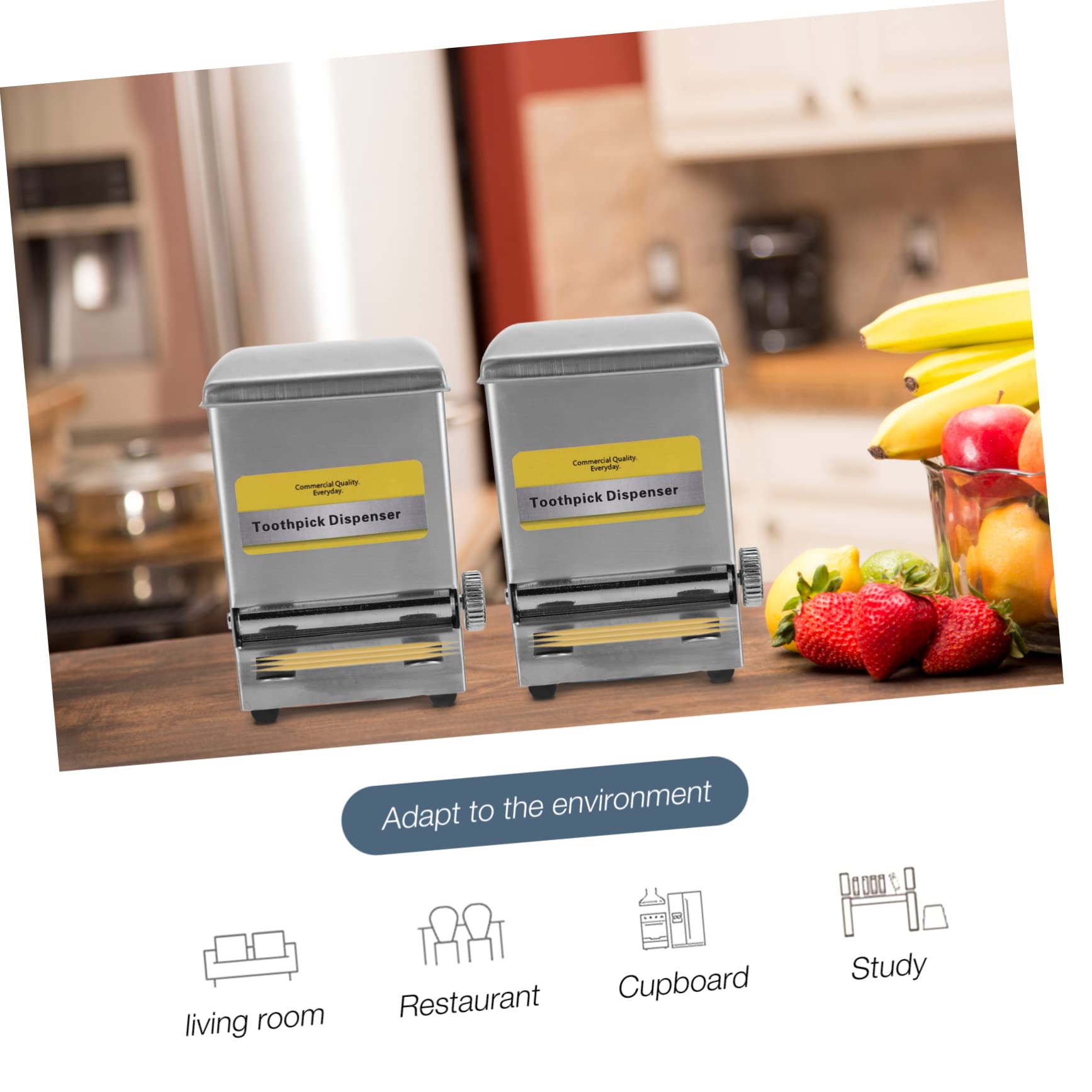 OFFSCH Box Toothpick Holder Toothpick Dispenser for Home Miniture Decoration Toothpick Case Toothpick Container Toothpick Jar Swab Holder Container Car Decor Stainless Steel Silver