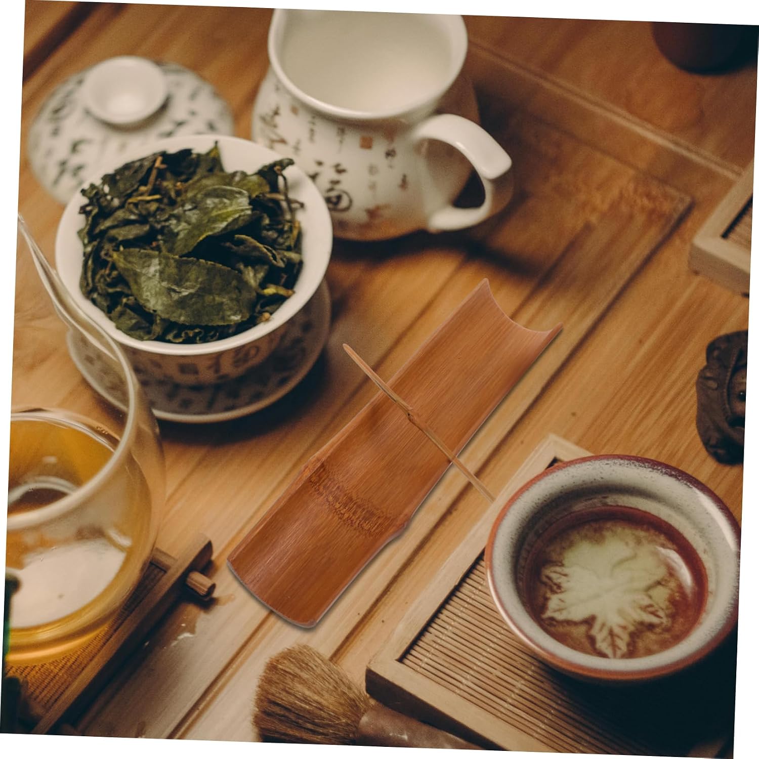 Cabilock Bamboo Tea Scoop Shovel Set Carbonized Loose Tea Utensils Tea Ceremony Tools Tea Shop Home Office Teahouse