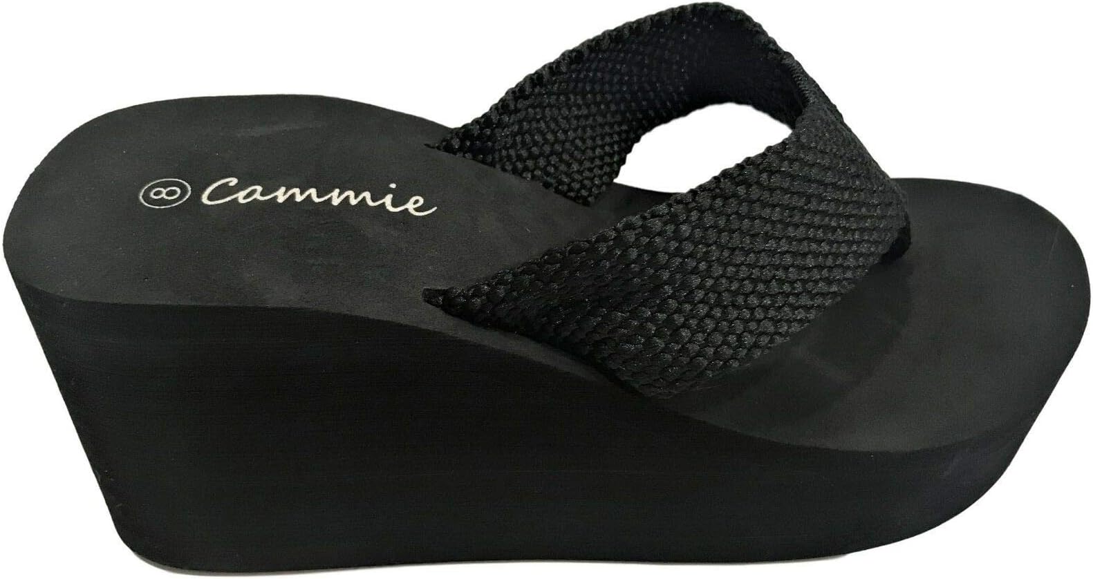 Cammie Women Platform High Heel Wedge Slides Flip Flop Sandals Thongs Black