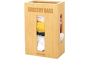 Extra Large Plastic Bag Organizer for Cabinet, Bamboo Wall Mount