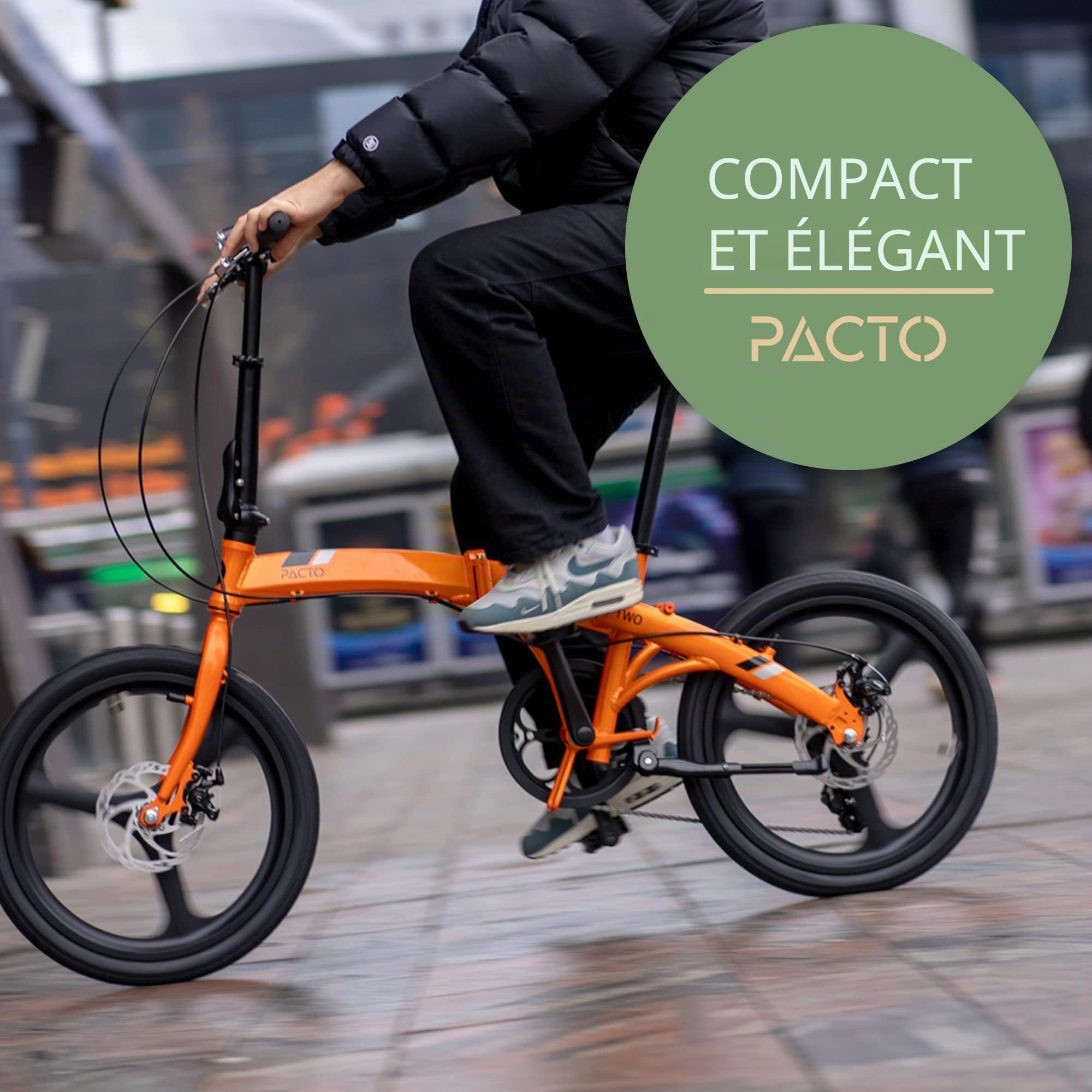 vélo PACTO Eleven pliable de qualité supérieure 27 cm, cadre en acier, Shimano Nexus 3 vitesses, facile à plier en 10 secondes, V-Brakes Folding Bicycle (menthe)