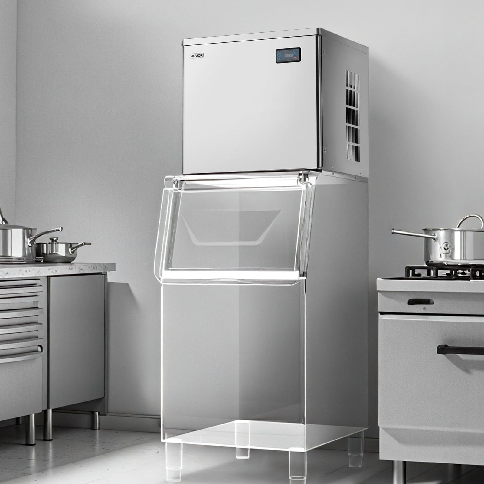 VEVOR kommerzielle Eismaschine – Kopf, 204 kg/Tag Edelstahl-Eismaschine mit intelligentem Bedienfeld, Selbstreinigung, einstellbarer Dicke, ideal für Restaurant, Bar, Café, Hotel – Nur Kopf