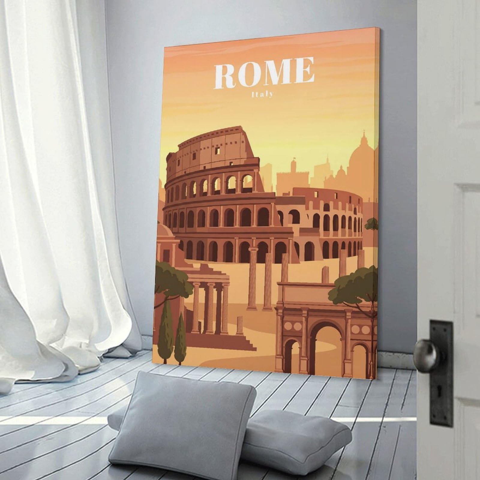 Junmoney Rome Italy Canvas Wall Art 20x30inch(50x75cm), for Wall Displays, Bedrooms Or Room Updates, Ideal for Building A Coordinated Art Wall
