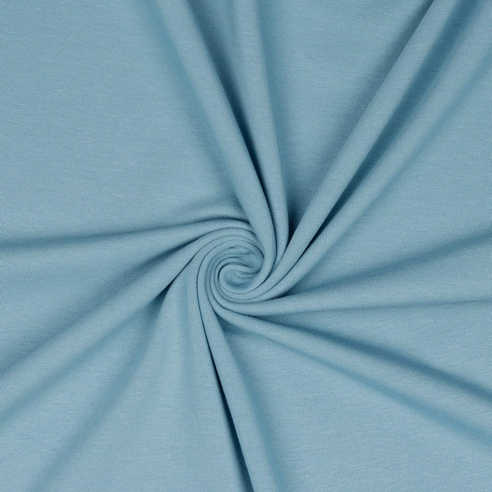 Jersey Fabric Plain Sold by the Metre Tex Standard 100 + GOTS Certified 69 Colours to Choose From Plain + Mottled (070 I Blue Shadow, 200 x 150 cm)