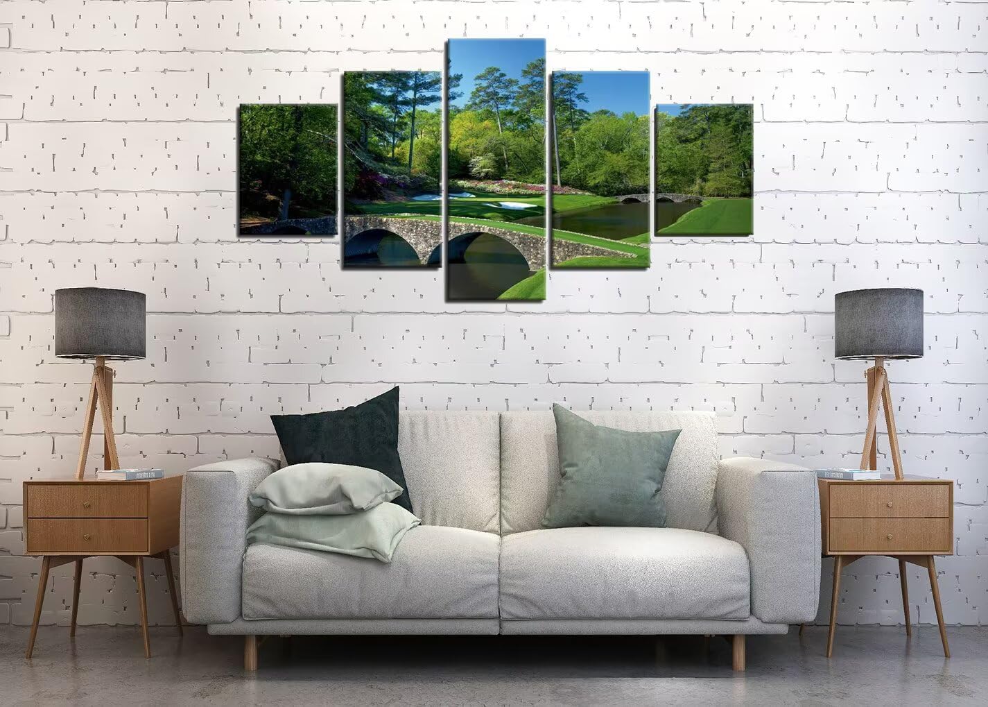 chenchenArt Augusta National Golf Course 12th Hole Wall Art Living Room Bedroom Bathroom Home Decorations Golf Course Pictures Posters Canvas Prints Modern Artwork Framed Ready to Hang(60''W x 40''H) - Image 2