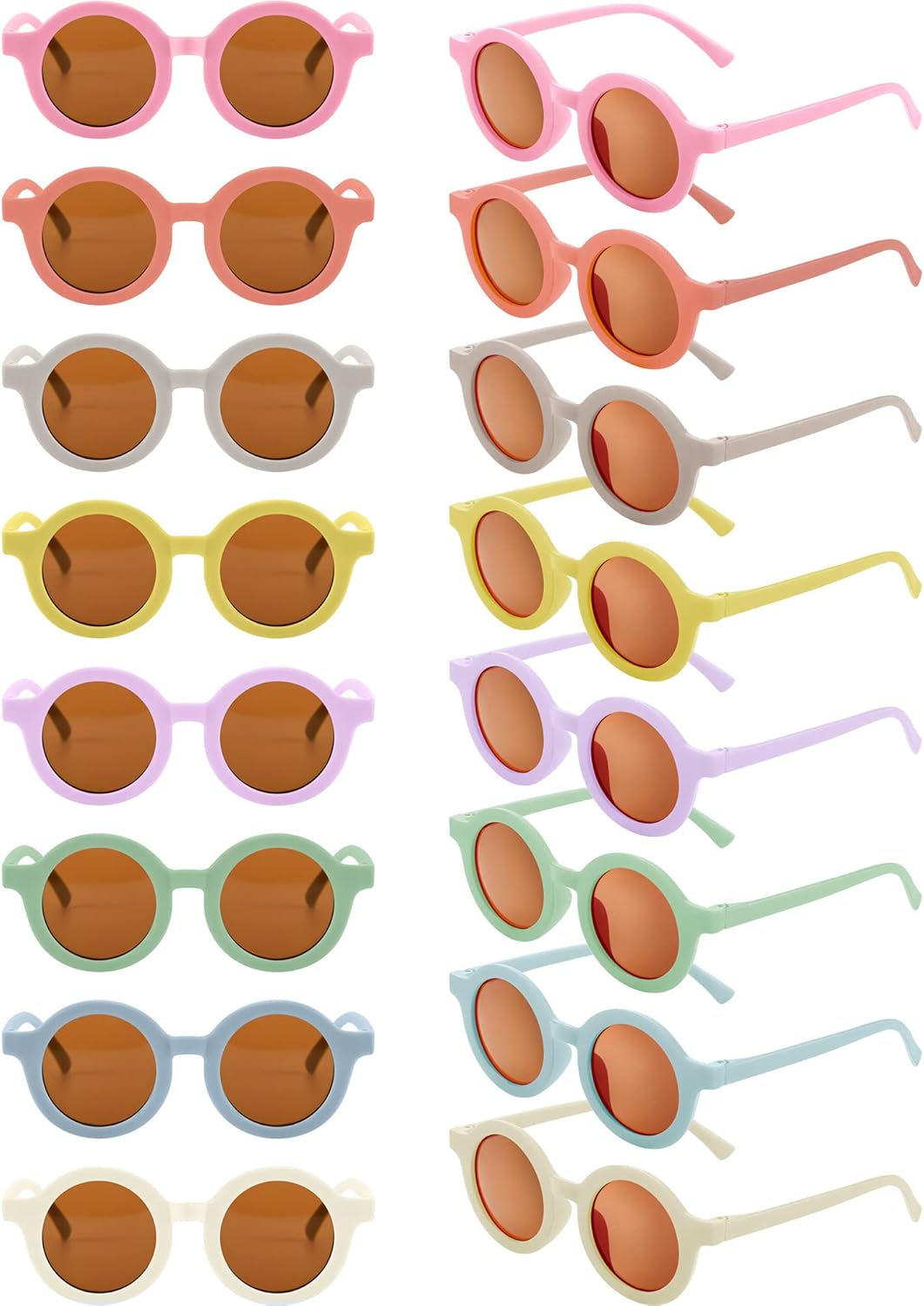 Frienda 16 Pairs Toddler Sunglasses Valentines Classroom Gift Round Kids Sunglasses Bulk for Boy Girl Beach Outdoor Sport
