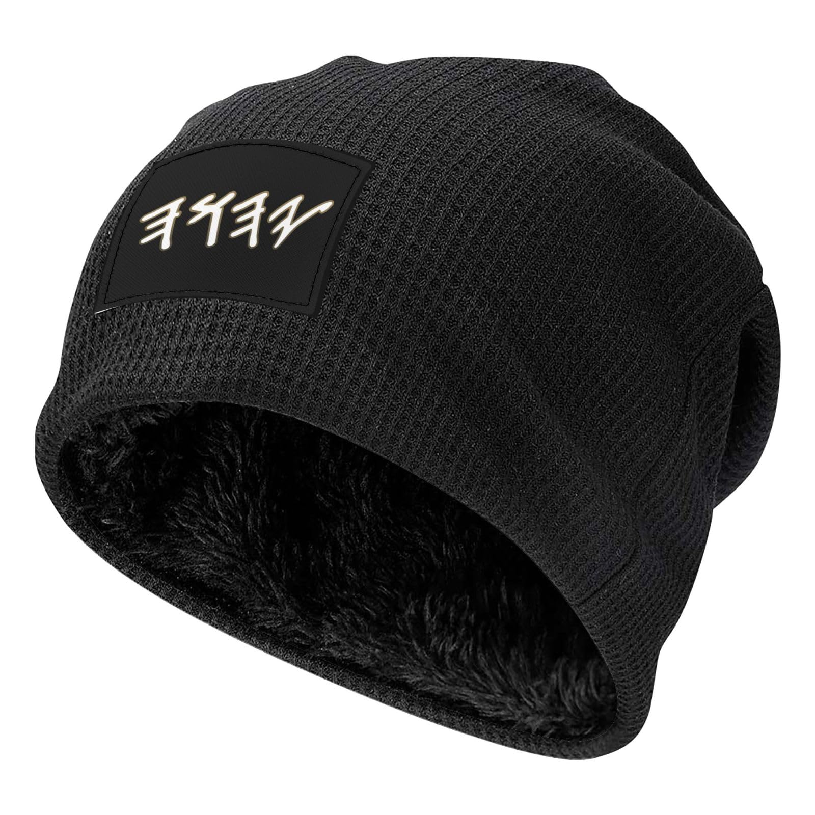 Asbwuo Unisex Black Old Hebrew Name Of God Yahuah Yahweh Yhwh Lined Beanie Warm Slouchy Winter Stocking Hats Skull Cap