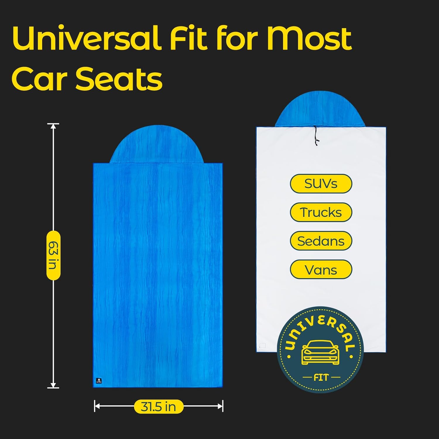 Car Seat Towel Cover - Sweat Absorbing Microfiber Towel for Car Seat After Gym, Workout & Beach - Washable Seat Protector, Universal Fit for Cars, Trucks, SUVs - Blue Ripple