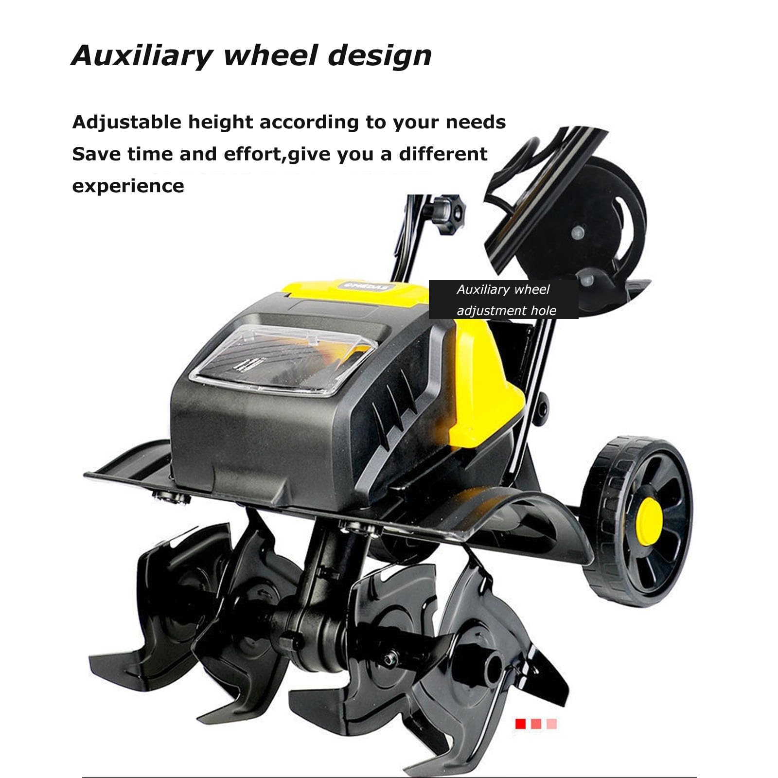 Elektryczny kultywator 1500 W, frez do ziemi ogrodowej, składany uchwyt, szerokość frezowania 36 cm i głębokość frezowania 22 cm, regulowany kultywator do ogrodu warzywnego, trawnika, ogrodu, 4AH