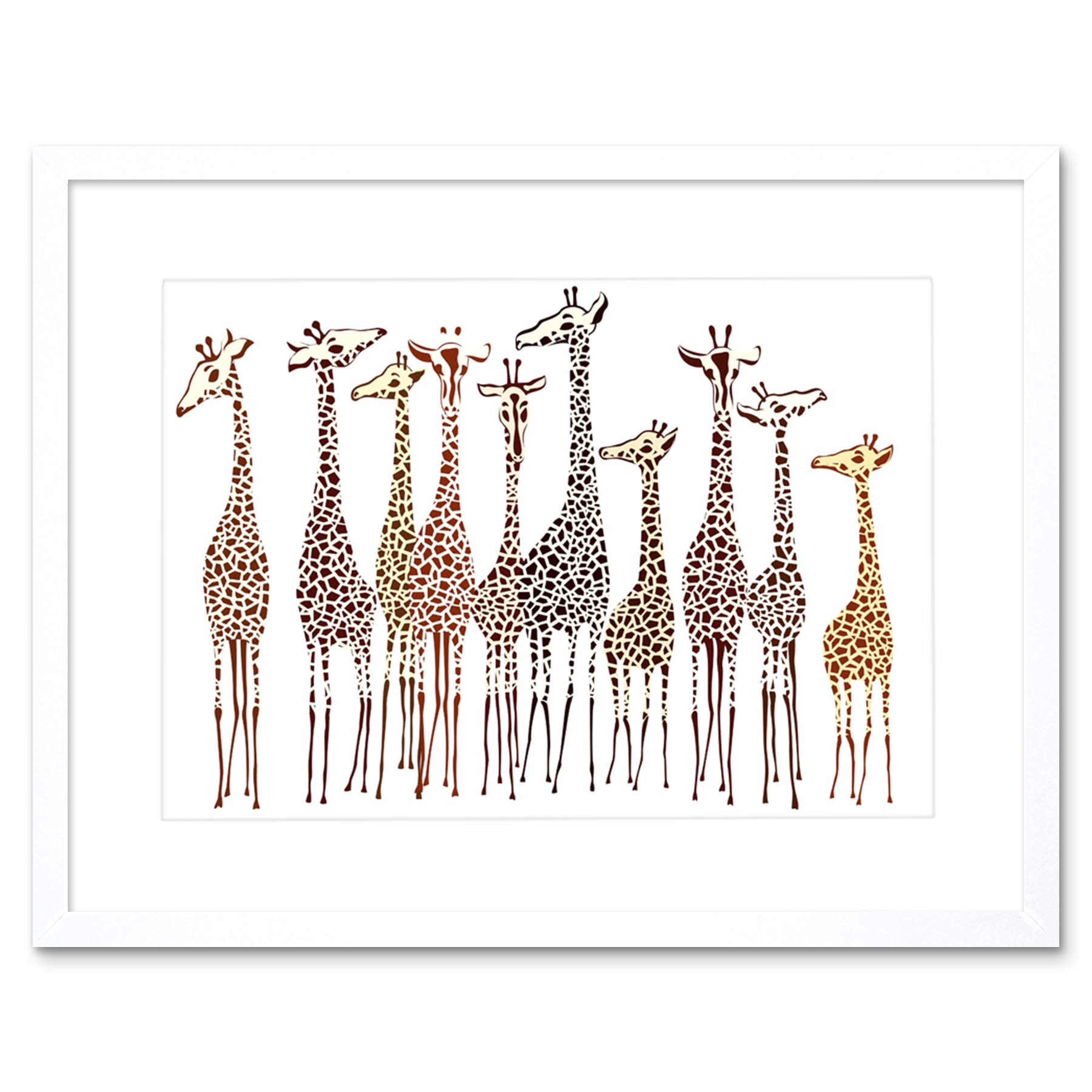 Wee Blue Coo Dt Illustration Group Of Giraffes Framed Art Print Picture & Mount F12X289